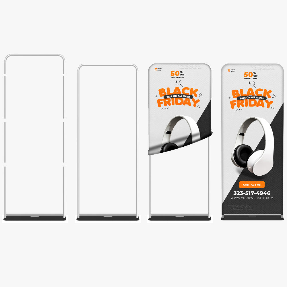 Tension Fabric Banner Stand – 36" x 90" with Dye Sub & Travel Bag
