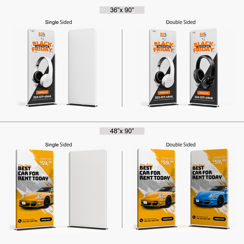 Tension Fabric Banner Stand – 36" x 90" with Dye Sub & Travel Bag