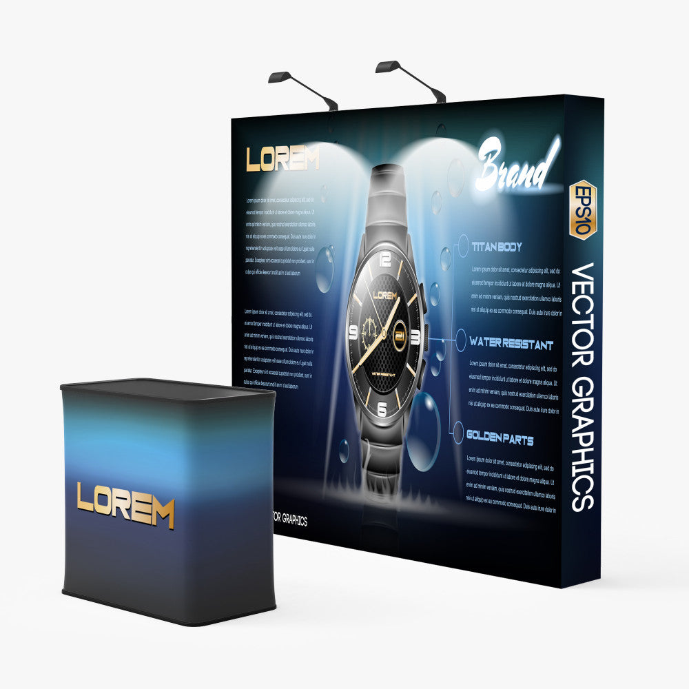 Straight Velcro Fabric Pop Up Display – 10' with Dye Sub & Travel Bag
