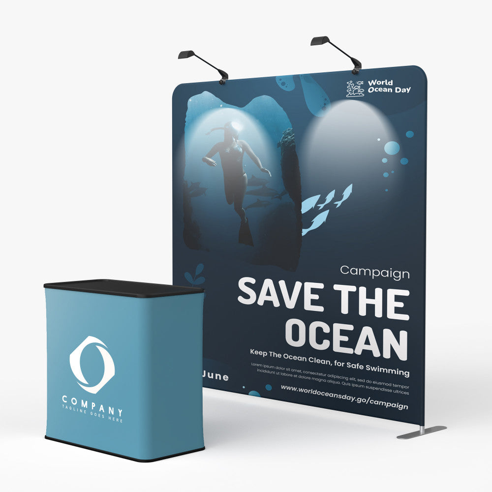 Straight Tension Fabric Display – 10' with Dye Sub & Travel Bag