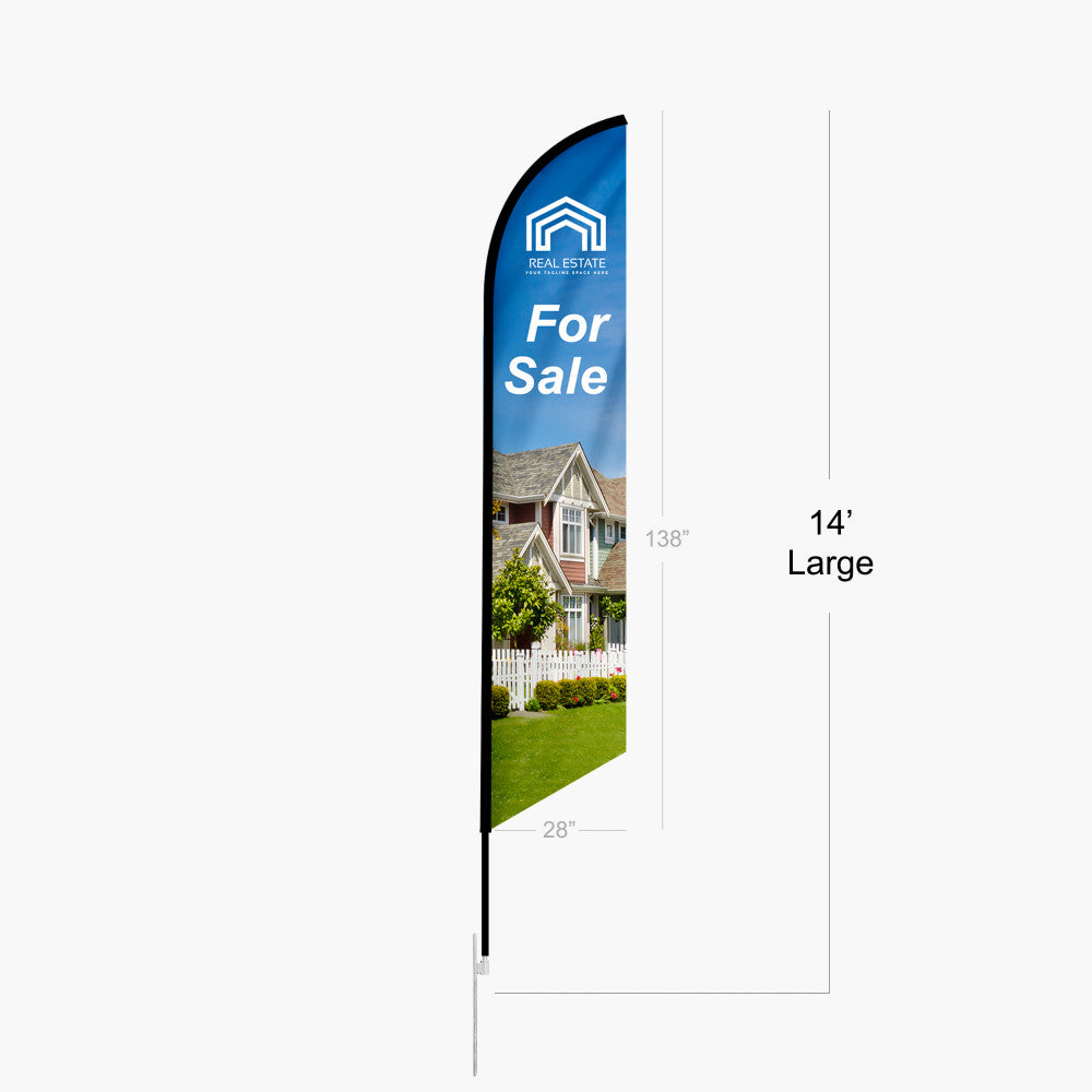 Custom Feather Angled Flag – 14ft with Dye Sublimation & Optional Travel Bag