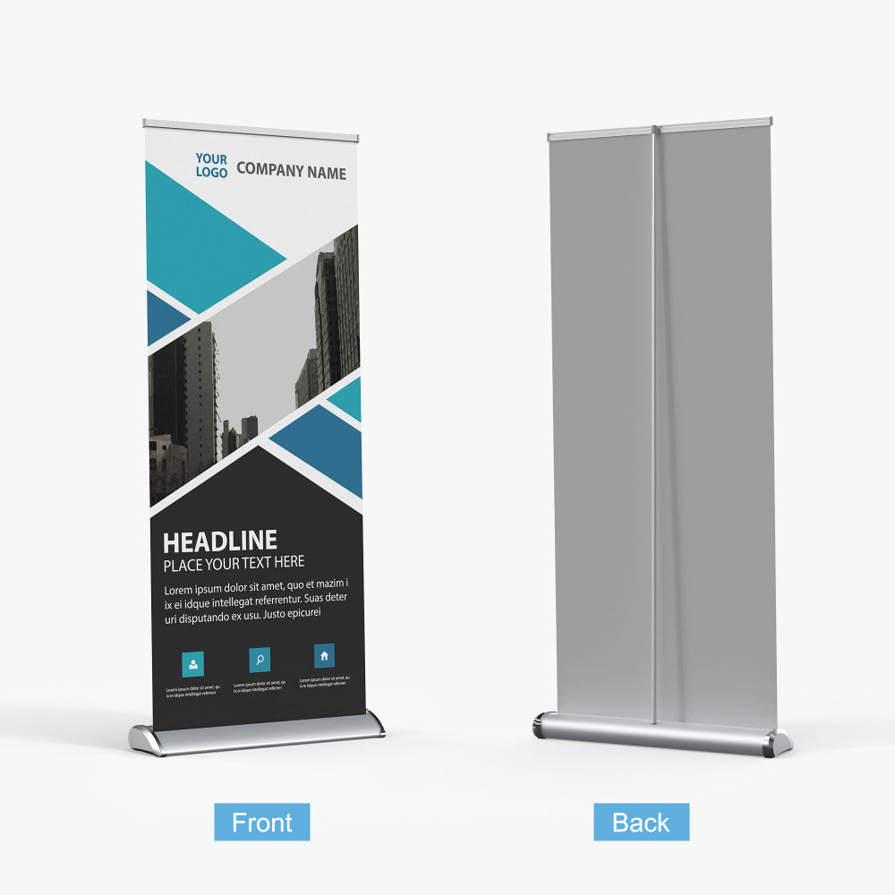 Deluxe Retractable Banner Stand – 33" x 81" with UV Print & Travel Bag