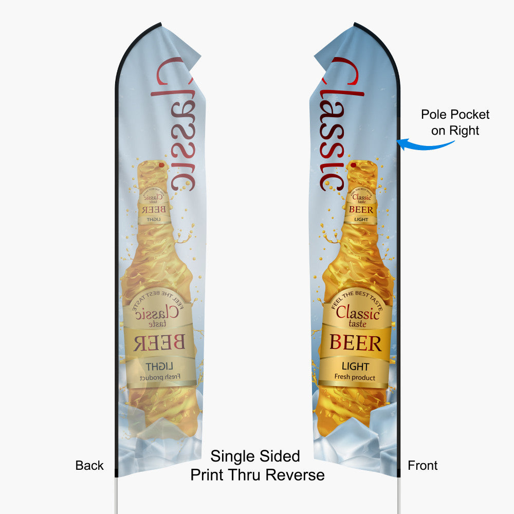 Econo Feather Flag – 16ft with Dye Sublimation & Ground Spike