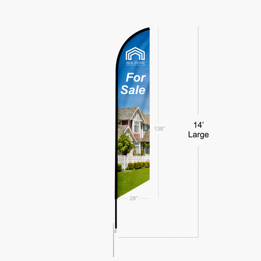 Custom Feather Angled Flag – 14ft with Dye Sublimation & Optional Travel Bag