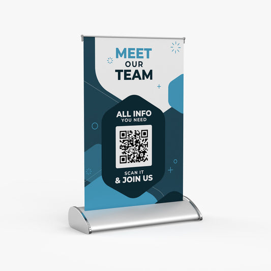 Table Top Banner Stand  – 11.5" x 17.5" with UV Print Double White Popup